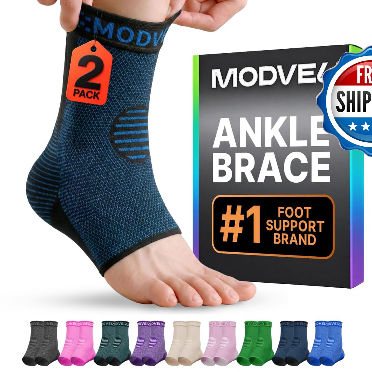 Modvel Foot & Ankle Brace Socks for Sprained Ankle Women Men