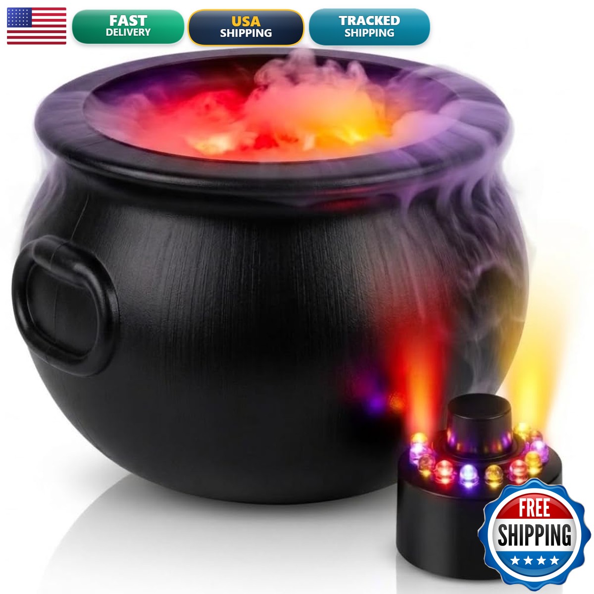 PMU 12in Black Cauldron Set with Mist Maker & Multicolor Fogger